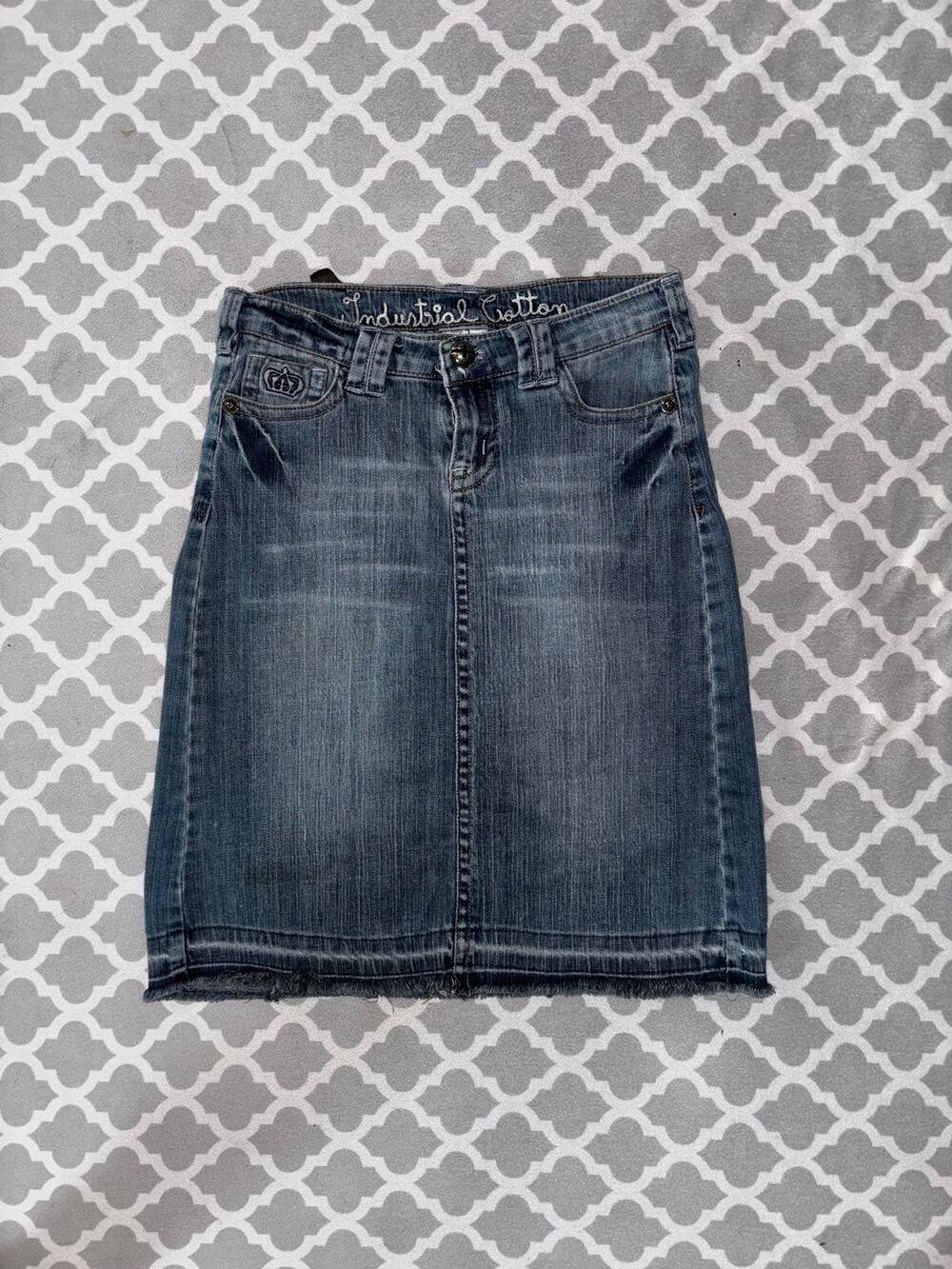 Industrial Cotton denim pencil skirt